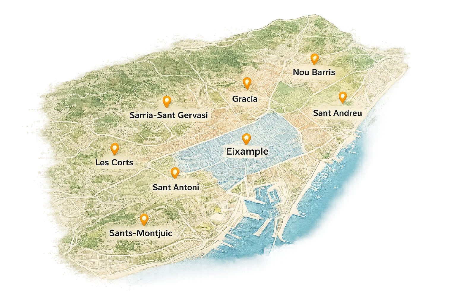 Mapa de zonas de servicio en Barcelona